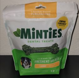 NEW Minties Dental Dog Bone Treats, Maximum Mint (12 ct.) For Large Dogs 50+ Lbs