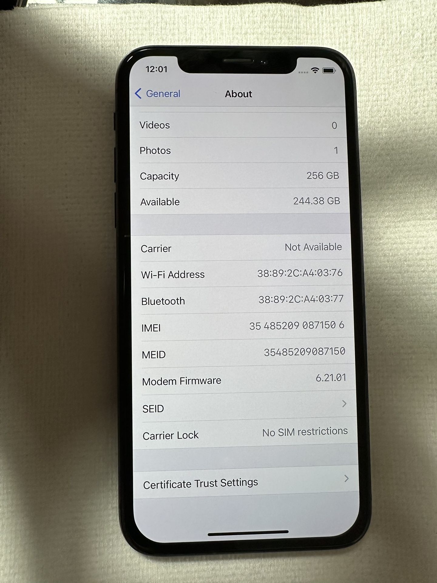 iPhone X 256GB Black Factory Unlocked (desbloqueado Para Cualquier