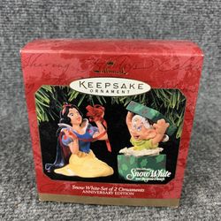 Hallmark Ornament Walt Disney Snow White Set of 2, Anniversary Edition 1997.