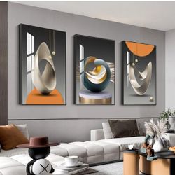 (584)

MPLONG Wall Art, Bright Style Framed Wall Art, Abstract Modern Art Shape Pattern White Blue Yellow Grey Wall Art Artfully Matching Living Room 