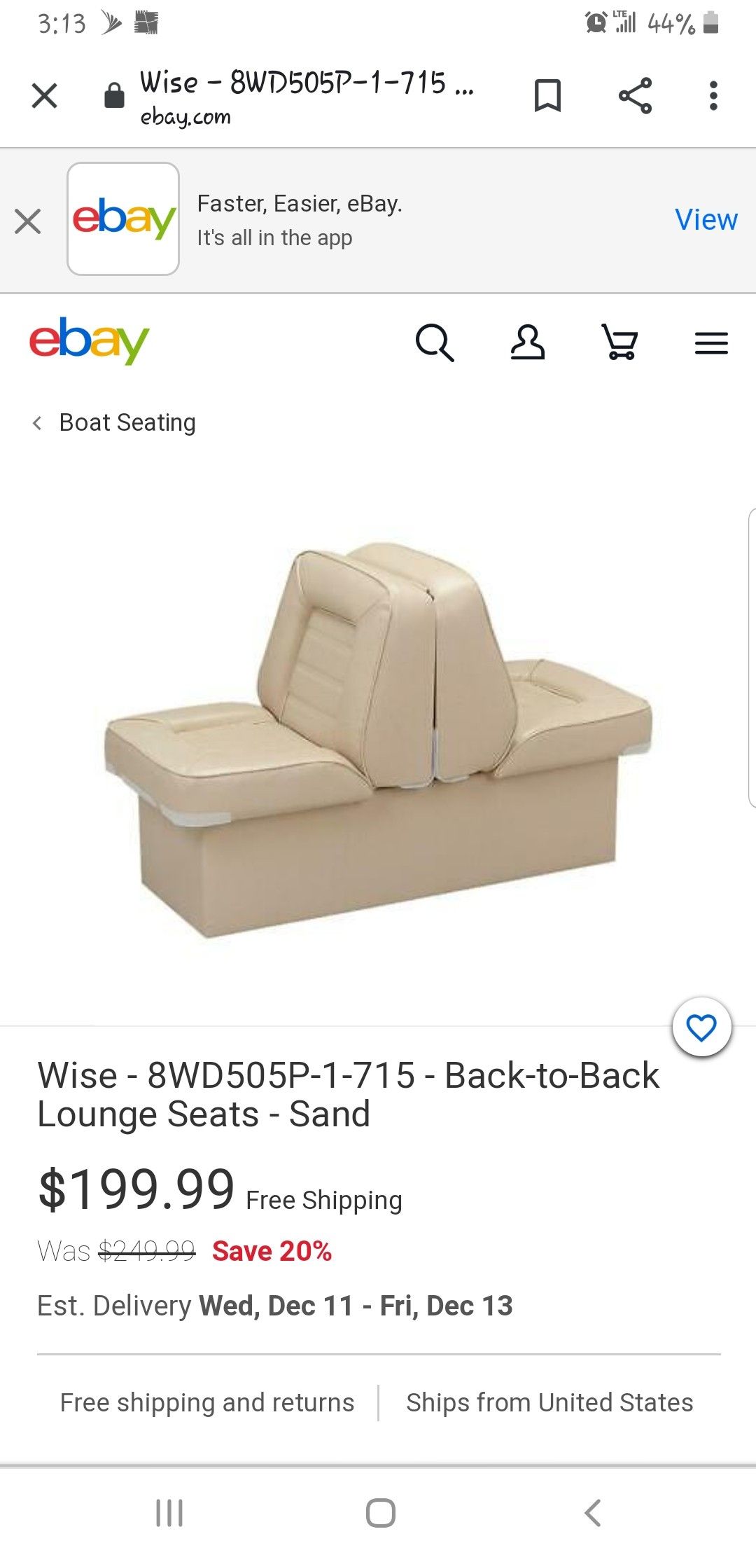 Boat seat new lounger tan color