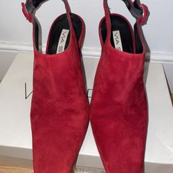 Via Spiga Red Suede Block High Heels Made in Italy