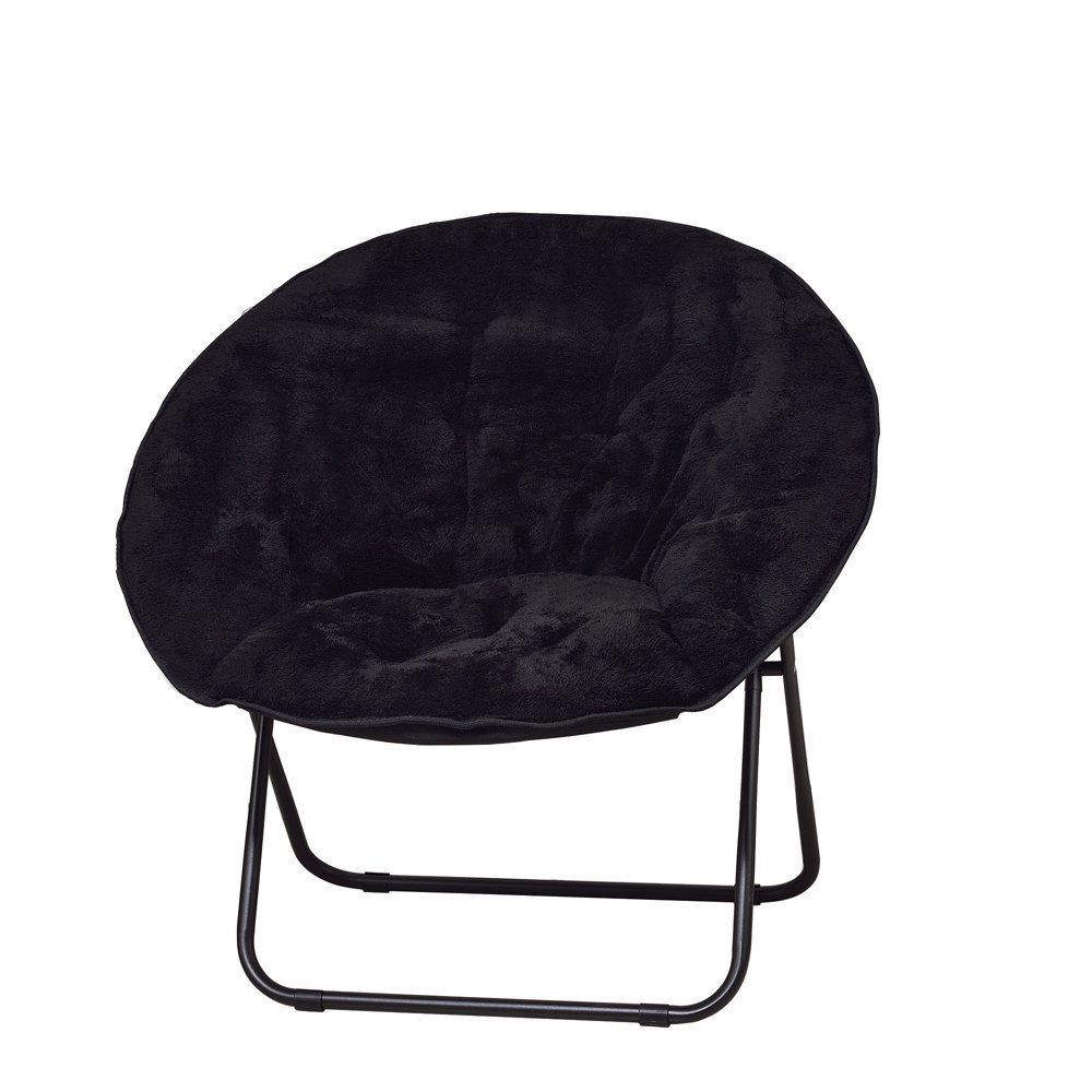 Mainstays Folding Plush Sherpa Faux Fur Saucer Chair, Black Black - 30in W*26.4in D*28in H