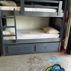 Triple Twin Bunk Bed Grey Mattresses Colchones 