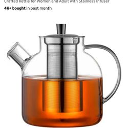 Ehugos Glass Teapot With Removable Infuser With Stainless Steel Infuser