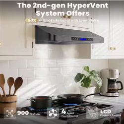 30 in. 900 CFM Ducted Under Cabinet Range Hood with 3 Venting Options, Remote, Touch Control LCD in