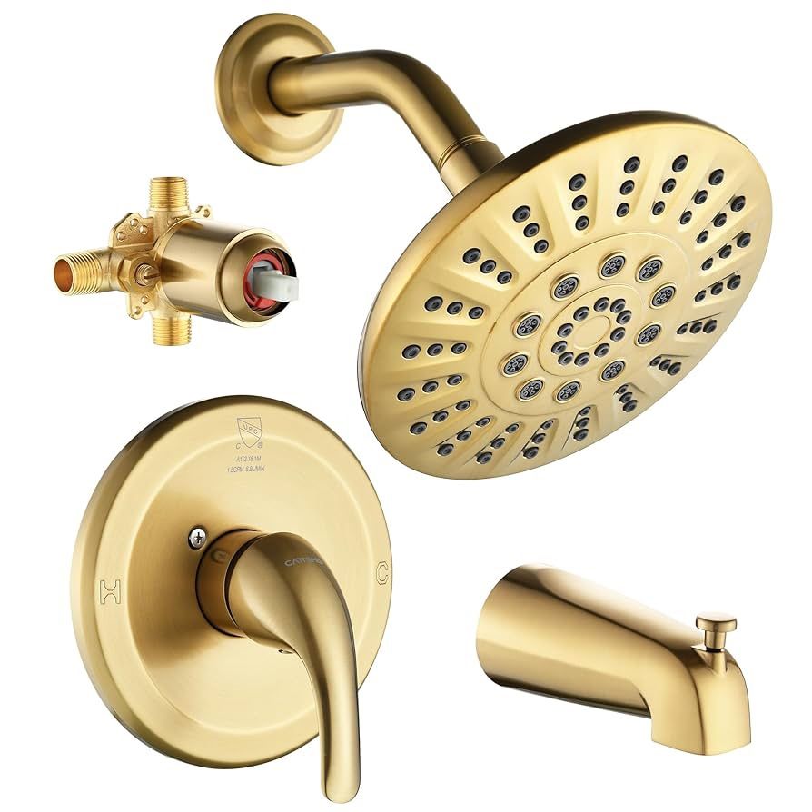CATTSHO Shower Faucet Set Brushed Gold | $80 on Amazon