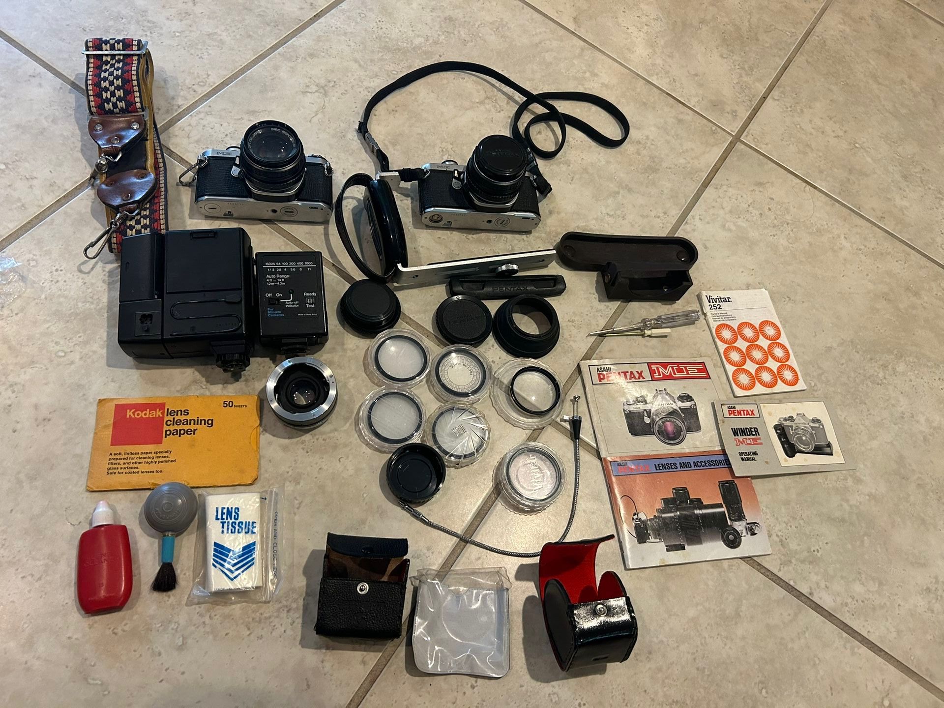 Twin Pentax MUE Cameras W/accessories