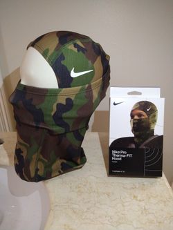 Nike Pro Therma-Fit Hyperwarm Hood Ski Mask Green Camo Military Style Balaclava