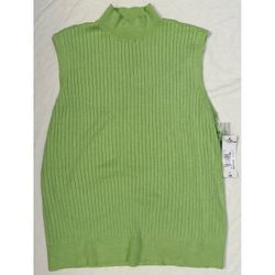 Worthington  lime green ribbed mock neck sleeveless sweater vest size LT - NWT