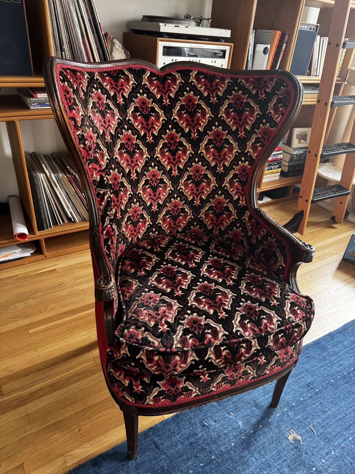 MCM vintage bergère–style wingback chair