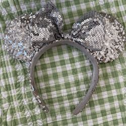 Silver Sparkle Minnie Mouse Ears