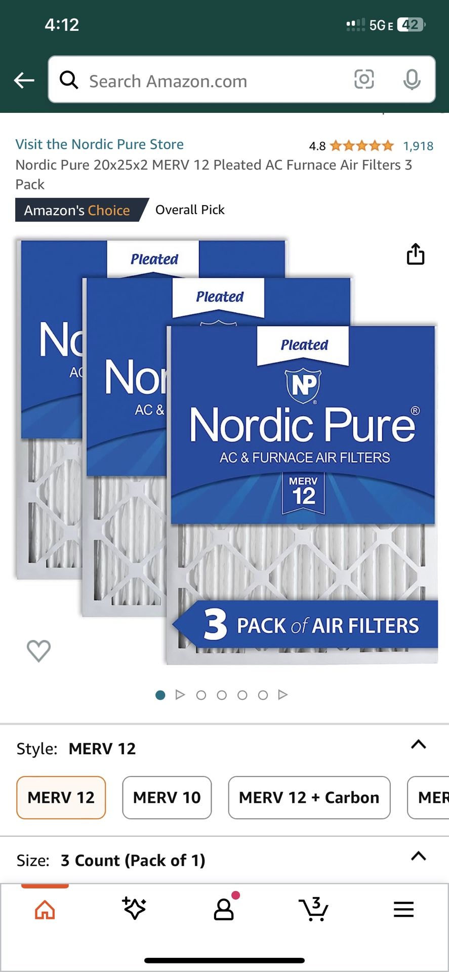 Furnace Air Filters. 20x25x2