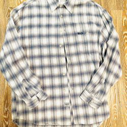 Vintage GUESS Jeans Flannel Long Sleeve Plaid Button Down Shirt Mens Size L