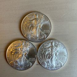 Silver American Eagles x3 coins United States