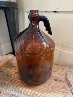 Vintage Purex Amber Glass Gallon Bottle with Handle.