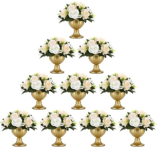 10 Pcs Gold Centerpieces Vases for Table Metal Gold Flower Vase (Flowers not included)
