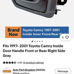 Door handle right rear for 97-01 Camry