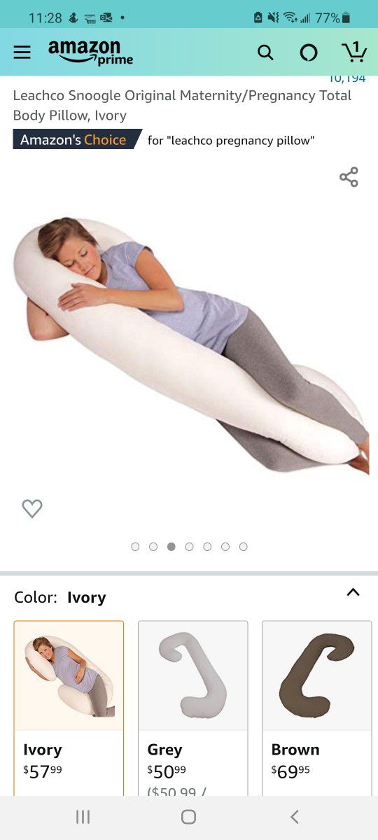 LeachCo Snoogle Total Body Pregnancy Pillow