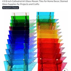 24 Sheets Rainbow Stained Glass Tiles