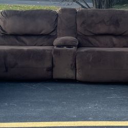 Brown Reclining Sectional Couch Set 