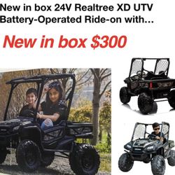 New in box 24V Realtree XD UTV Battery-Operated Ride-on with Remote, Kids 3+ Years,  $250firm cash only east Palmdale