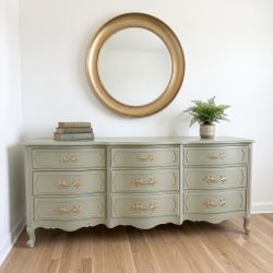 French Provincial Vintage Green Dresser