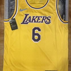 LeBron James Lakers Nike Yellow 75th anniversary Lakers Jersey #6
