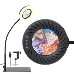 BRAND NEW 5 Color 10 Level Brightness Desk Lamp With Upgrade 5X Magnifying Glass