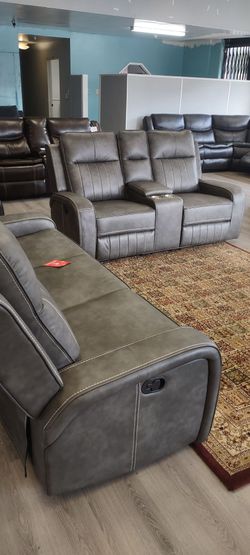 New 2 pc livingroom set with reclining sofa loveseat on sale now don't mmiss