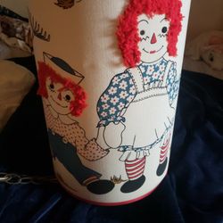 Large Vintage Raggedy Ann and Andy Hanging Lamp