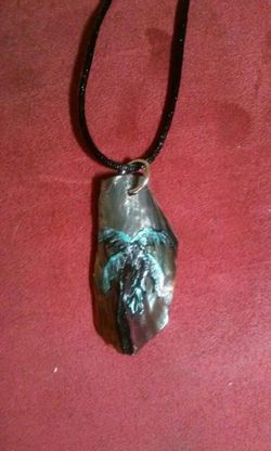 Handpainted palm tree shell pendant necklace