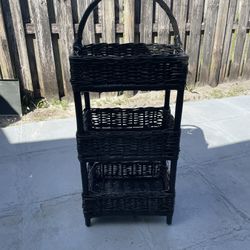 3-Tier Rattan Storage Rack 17”W X 11”D X 40”H In Good Condition $25 Firm On Price