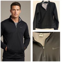 Nike Men's Size M Black Therma-FIT 1/2-Zip Pullover Fleece Jacket fall
