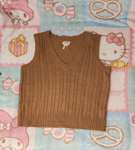 Brown V-Neck Sweater Vest