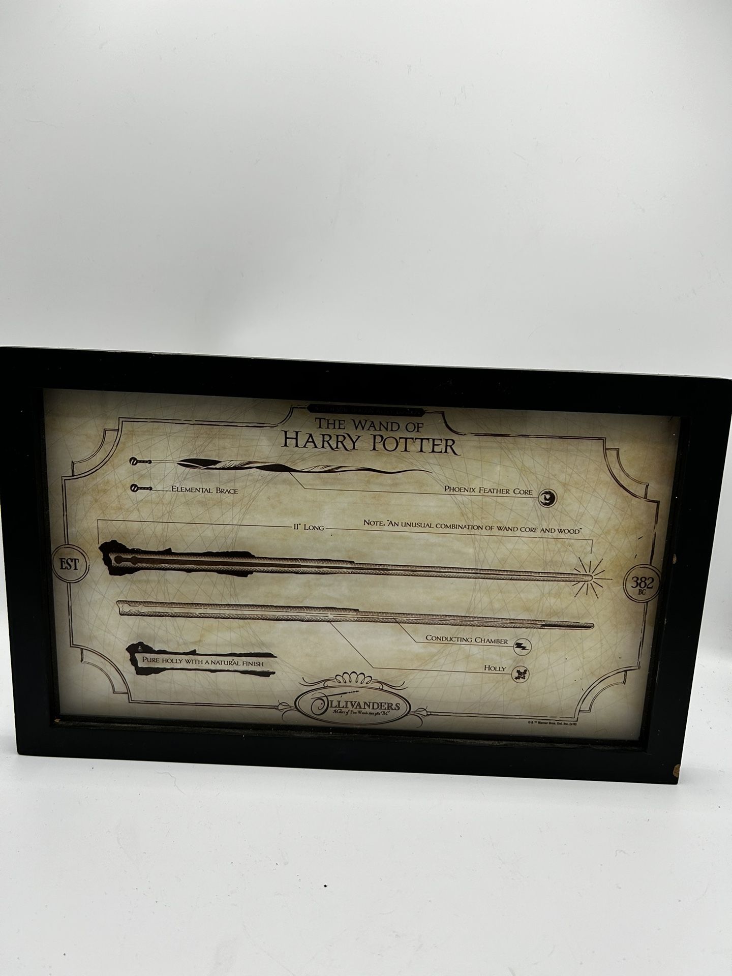 Framed The  Wand Of Harry Potter 14” X 9”