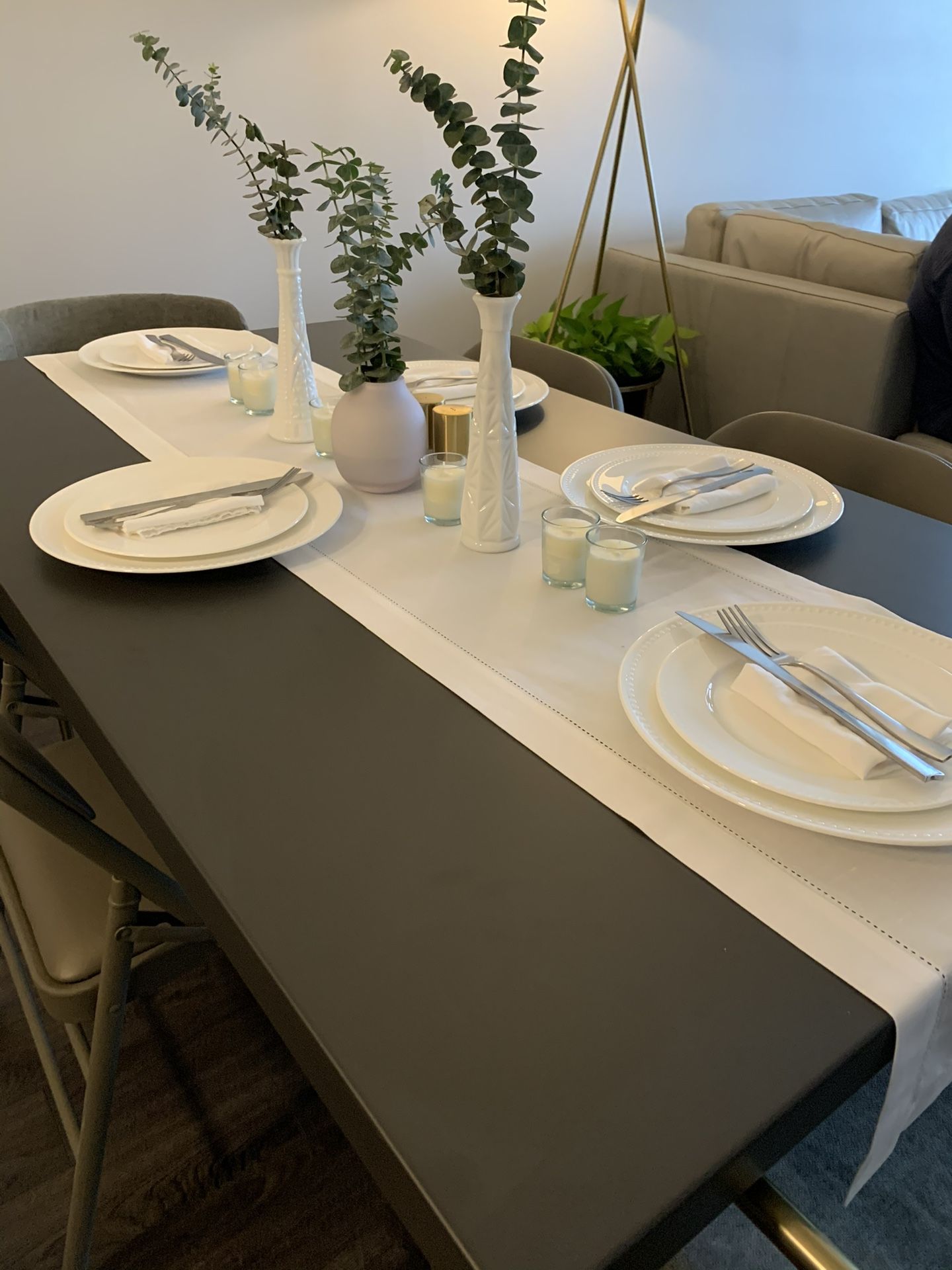 Metal Dining Table - Dark Grey