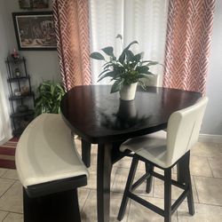 Modern Counter Height Dining Set – Table, Bench & 2 Chairs