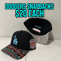 MLB Mitchell and ness Los Angeles dodgers black sarape brim 40th anniversary patch SnapBack hats