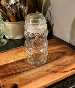 Libbey Christmas Santa Claus Glass Canister Candy Cookie Jar With Lid