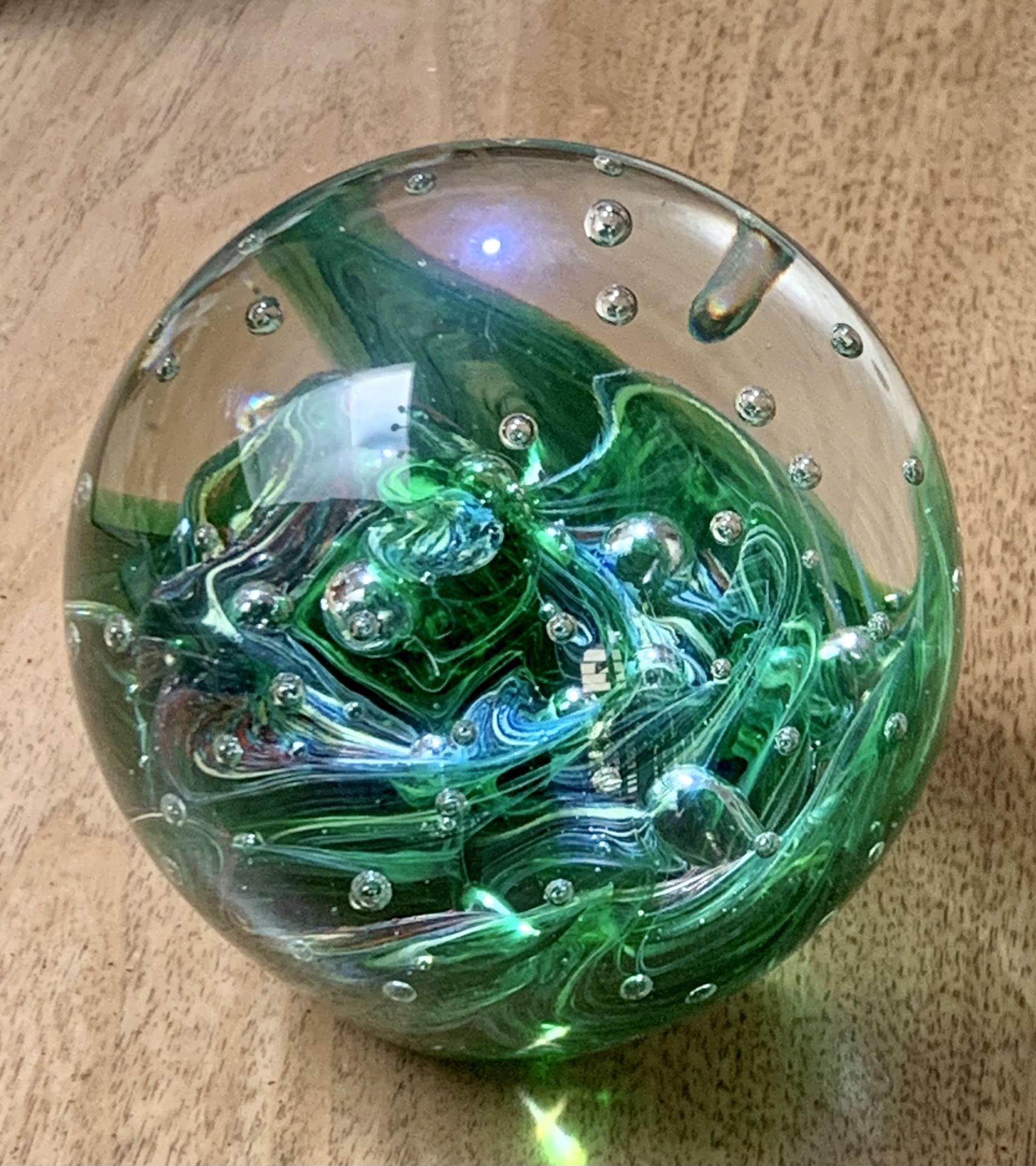 Huge Art Glass Paperweight 5”