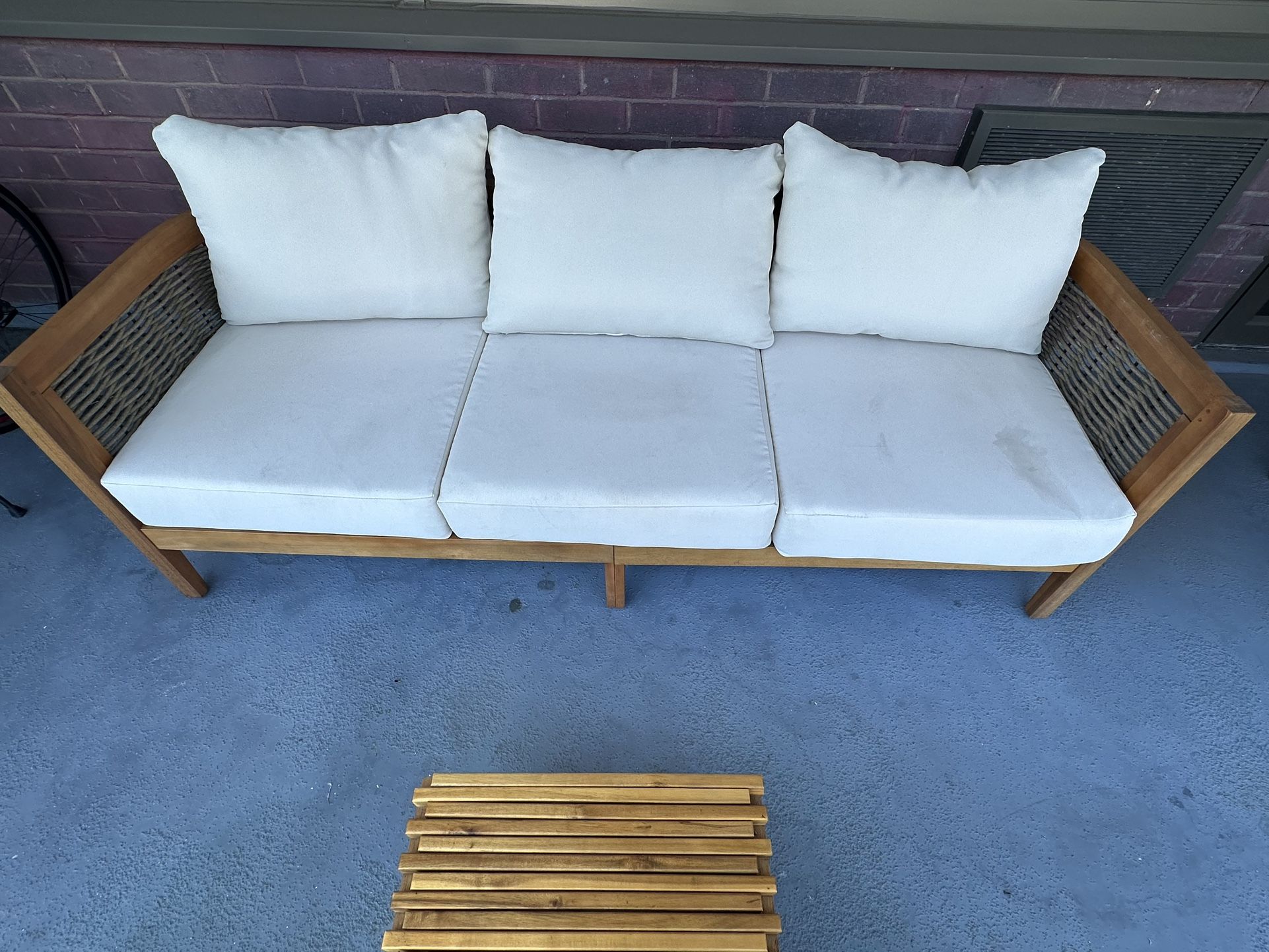 Arcadia Wood Outdoor Sofa 75.5 Inches