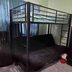 Black Metal Loft Bed with Futon