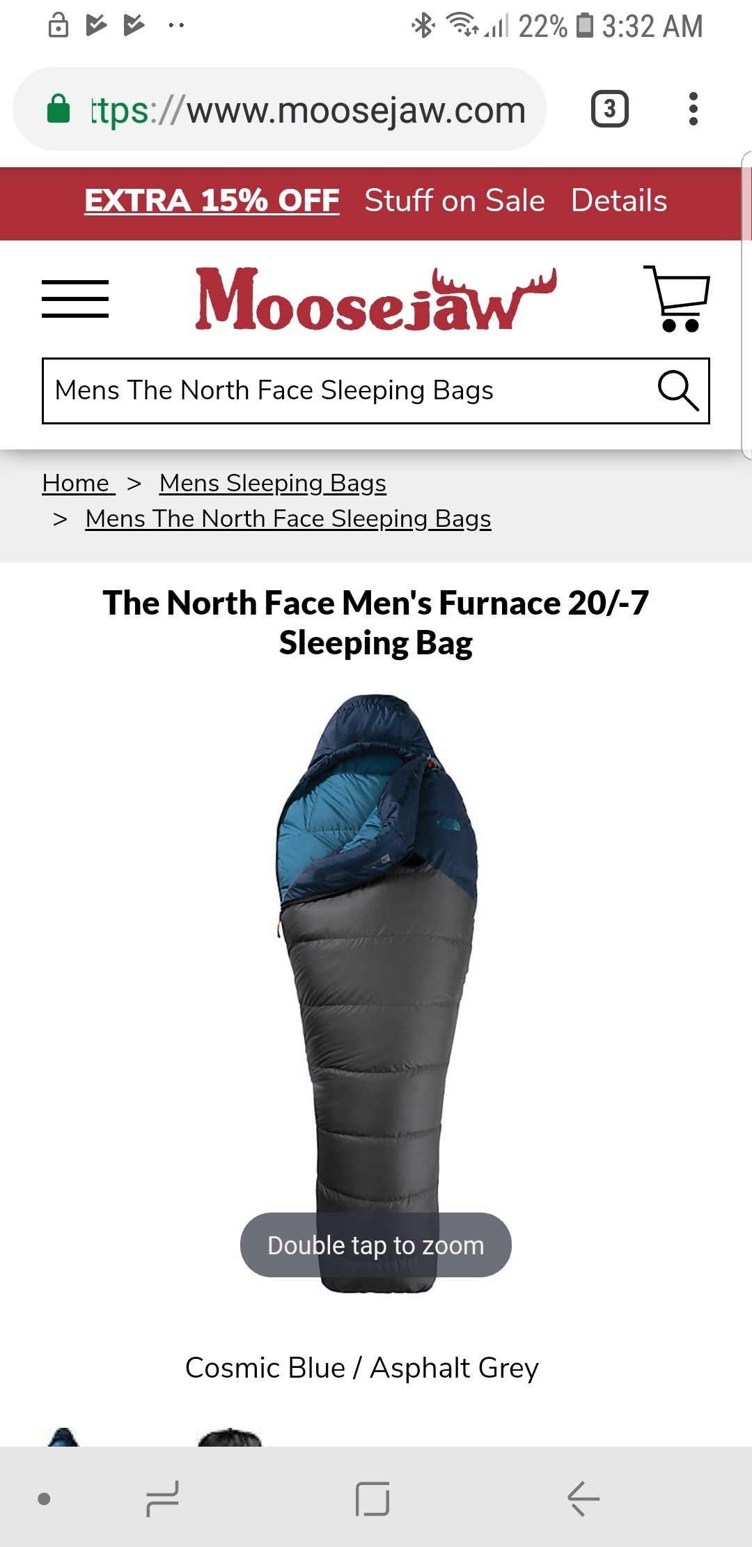 The Northface sleeping bag