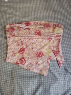 Pink Floral Bandeau Crop Top