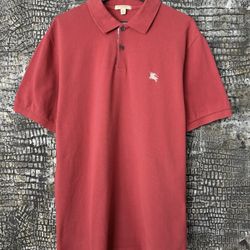 Burberry Brit Polo Monogram Embroidered Size L Red Shirt