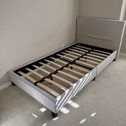 Twin Size Upholstered Gray Bed Frame 2 Available $60 each