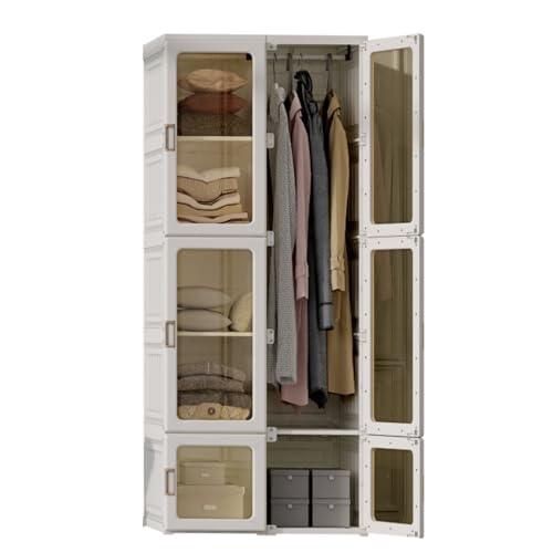 ANTBOX Portable Wardrobe Closet Storage Organizer for Clothes,Suitable for Living Room, Bedroom,Plastic Wardrobe with Magnetic Transparent Door and Ea