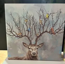 Deer With Birds Canvas