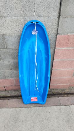 Blue Plastic Toboggan Snow Sled with Pull Rope